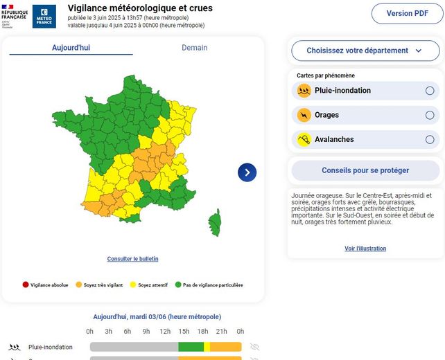 24 départements en vigilance jaune : la France court un risque d’orages ce mardi 16 juin