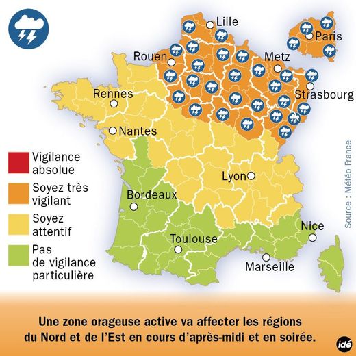 32 départements français en alerte météo ce mercredi 26 août